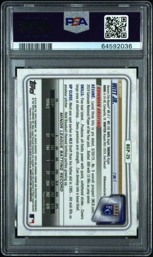 2020 Bowman Chrome Bobby Witt Jr. Gold Refractor 50/50 PSA 9 #BCP25 1st Royals - Picture 2 of 3