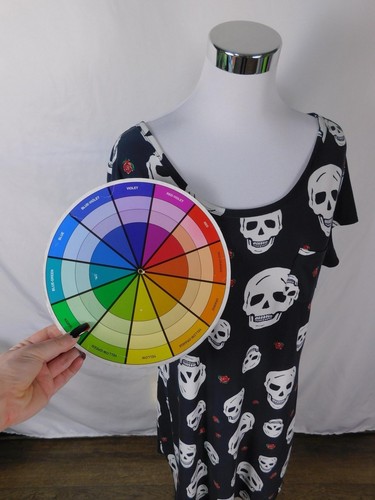 No Boundaries Dress Womens XL Skull Rose Print Short Sleeve Gothic Halloween - Picture 9 of 12