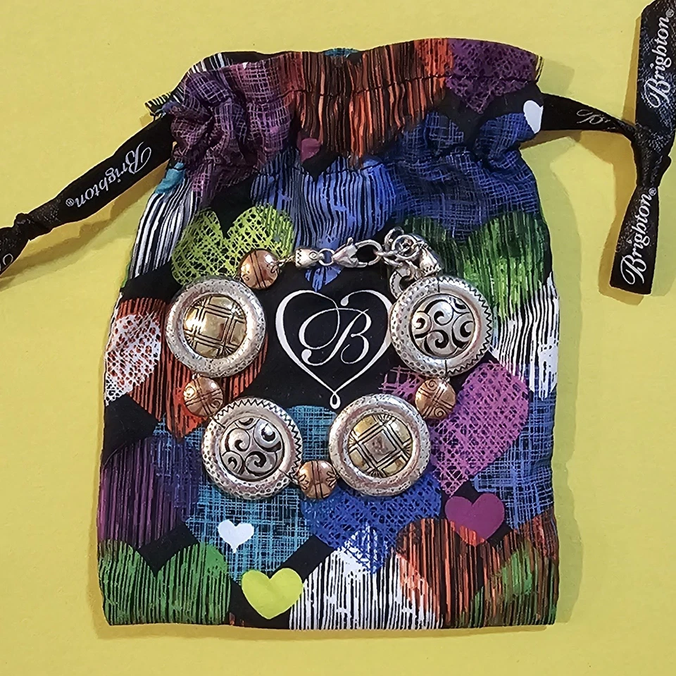 ✅ Pulseira Brighton com bolsa de pó prata ouro pingente pingente berloque joia - Imagem 2 de 4