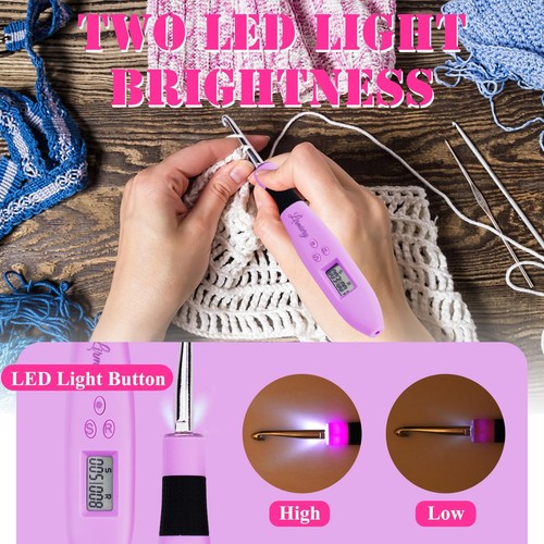 18 Size Counting Crochet Hooks Set Digital with Light up Crochet Hooks Set Ergon - Picture 6 of 7
