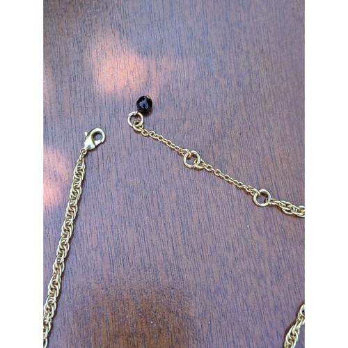 Collana Vintage Art Deco Colorata Nero Rosso Perline Tono Oro Quadrifoglio Statement Rara - Foto 9 di 12