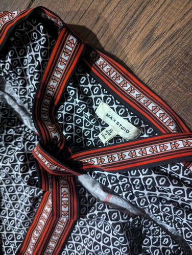 MAX STUDIO Women Size XL Black & White w/ Floral Orange Accent Halter Maxi Dress - Picture 5 of 13