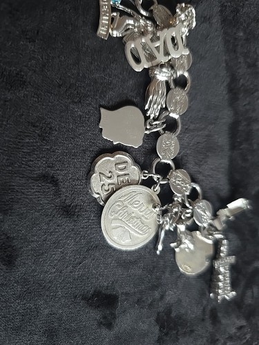 sterling silver charm bracelet vintage - Picture 7 of 13