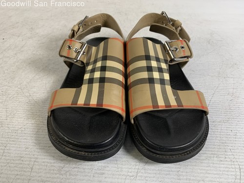 Entrupy Authenticated COA Burberry Multicolor Plaid Strappy Womens Sandals 35 - Picture 2 of 11