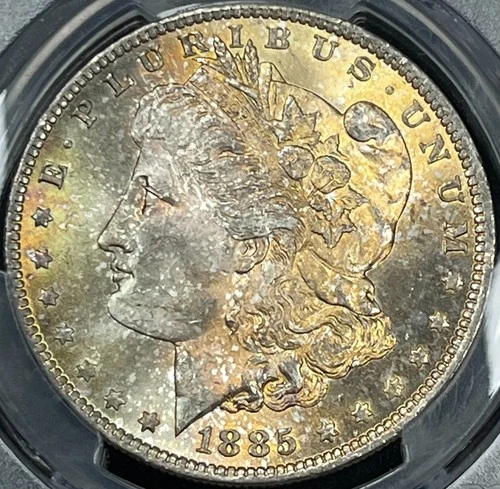 1885-O PCGS MS64 Morgan Silver $1 - Rainbow Toned