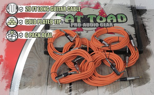 Cables de guitarra (paquete de 6) cable de instrumento en ángulo recto sapo graso | 20 pies 1/4 cuarto - Imagen 8 de 13