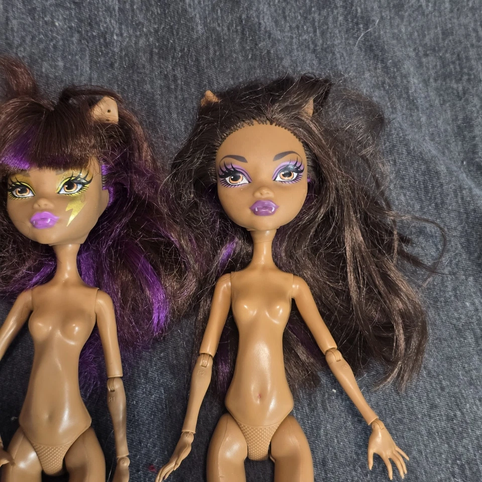 Monster High Lote De 5 Muñecas Clawdeen Wolf Incompletas 1 Primera Ola Negro Elástico Foto 4 de 4