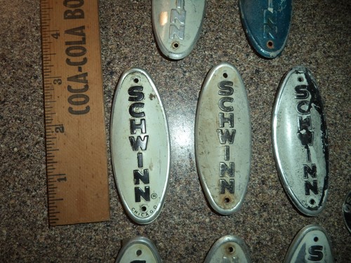 Vintage 9 LOT Schwinn Bicycle Metal Name Plate Badges ~ Parts for Restoration - Picture 3 of 8