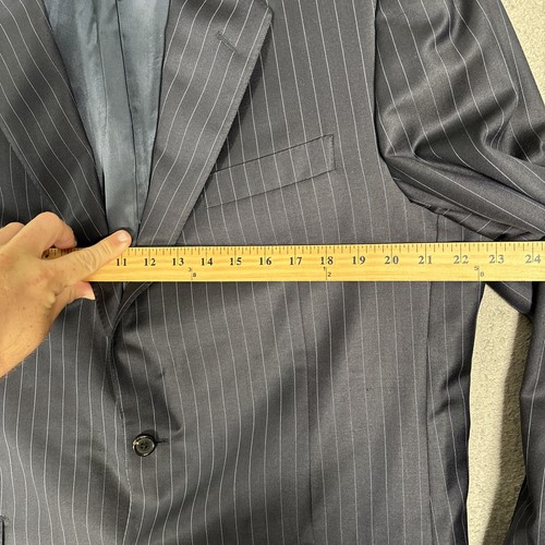 Hickey Freeman 2 Piece Suit Men’s Size 44L /37x30 Madison Navy Blue Pinstripe - Picture 4 of 24