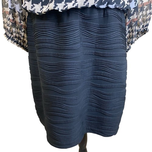 Gabby Style Herringbone Print Sheer Overlay Lined Blouson Sheath Dress 18W - Picture 3 of 8