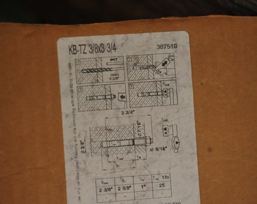 Hilti KB-TZ. "Anclaje de hormigón 3/8""X 3-3/4"" cantidad 25 caja abierta" - Imagen 3 de 7