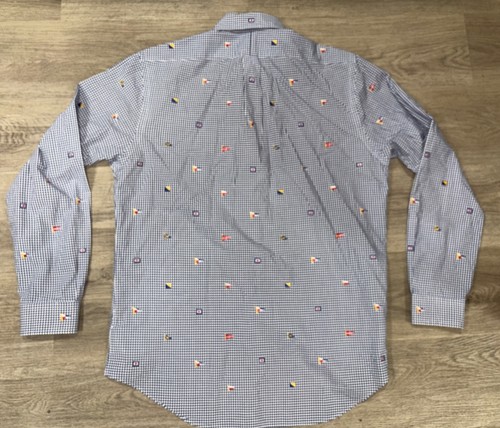 Polo Ralph Lauren Shirt Mens Size Lg Blue Button Down Long Sleeve Flag Nautical - Picture 10 of 11