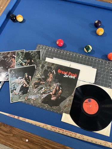 GRAND FUNK ( SURVIVAL ) ORIG 1971 textured cover VINYL LP w/ Three Photos