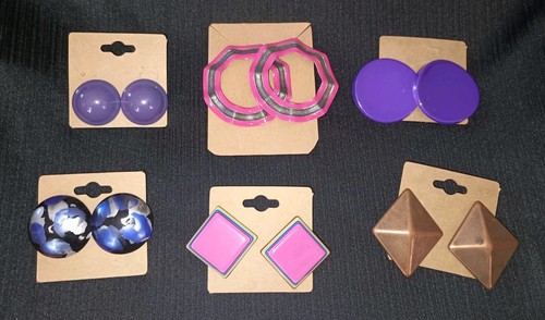 New/Vintage Lot Of 18 Pair Retro Funky Pierced Earrings!! - Picture 3 of 5