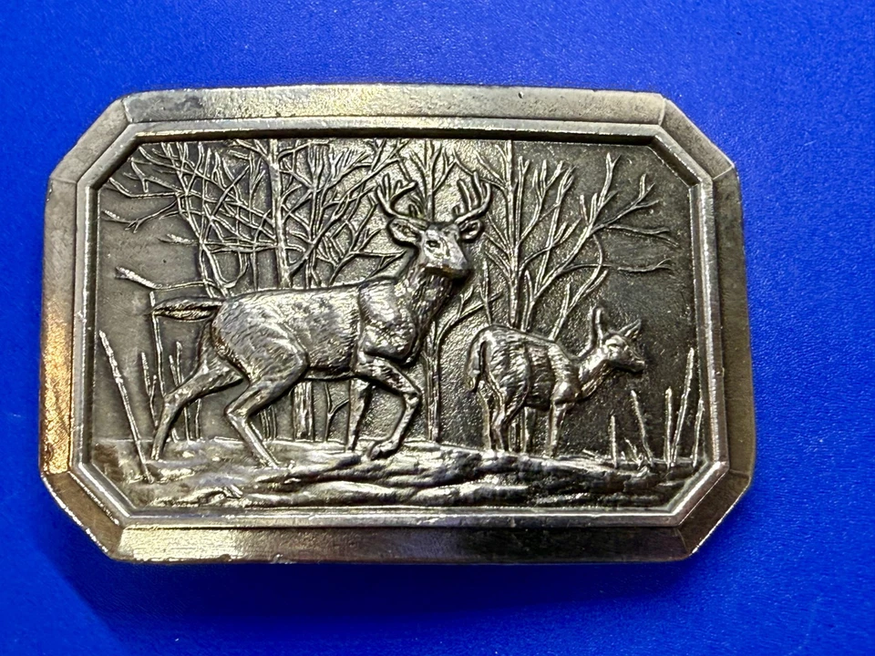 Пряжка для ремня The Great American 1974 сцена охоты на оленей лосей и оленей - Изображение 2 из 4