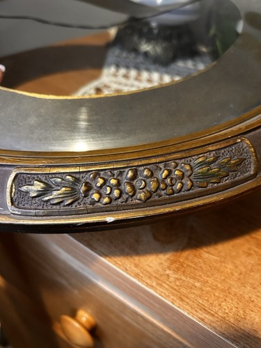 Antique Victorian Large Oval Metal Frame With Matte. Metal With Filigree - Picture 8 of 23
