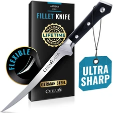 Cutluxe 7" Fish & Meat Fillet Knife—Boning, Flexible, High Carbon German Steel