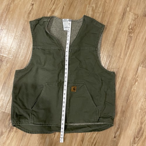 Carhartt Vest Men's XL Olive Green  Duck Canvas V26 Sherpa Lined Workwear VTG - Bild 11 von 11