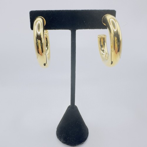 Vintage 1990s Bijoux Givenchy Gold Toned Hoop Earrings Pierced Signed 1.5 inch - Picture 12 of 19