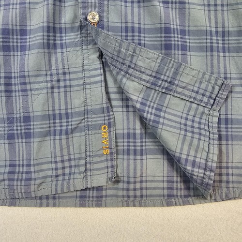 Orvis Shirt Mens XL Blue Gray Plaid Long Sleeve Organic Cotton Blend Outdoor - Picture 6 of 11