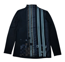 Vintage FENDI JEANS Spell Out Zipper Mock Strecth Shirt Saiz Italy 42