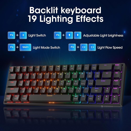 KOORUI 60% Mechanical Gaming Keyboard, Mixed Colors LED Backlit Ultra-Compact - Picture 5 of 6