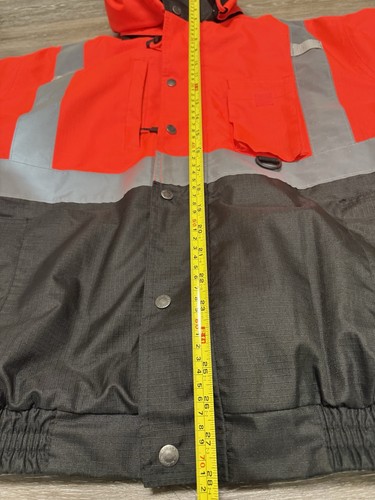 ML Kishigo Hi-Viz Orange Reflective Bomber Jacket Sz M Waterproof Fleece Lined - Picture 12 of 13
