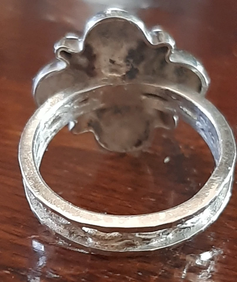 Anello - Argento -corallo Cabochon- Vintage - Immagine 4 di 4