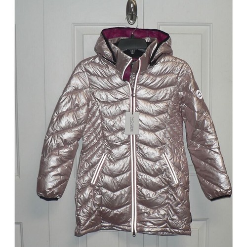 Noize Girls Claire Mid Length Puffer Jacket in Pink Metallic Large(12) MSRP $198 - Picture 3 of 6