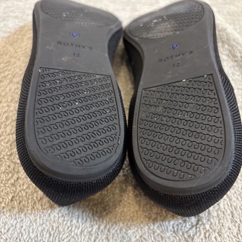 Rothys The Flats Round Toe Shoes Womens 12 Black Blue Ballet Slip On Comfort - Picture 11 of 12