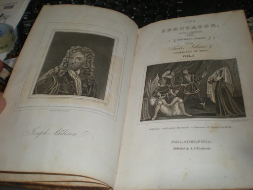 Antique 1832 Book: The Spectator Complete Set Vol. I & 2 Illustrated Leather VGC - Bild 7 von 14