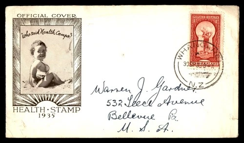 Mayfairstamps New Zealand FDC 1935 Health Stamp Child on Beach First Day Cover a