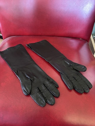 Vintage Damengröße 6,5 schwarz formell lange Oper Abendhandschuhe hergestellt in Italien - Bild 2 von 6