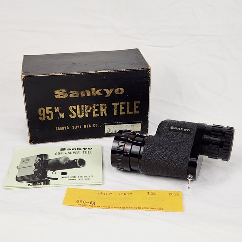 Lunette de visée télémonoculaire vintage Sankyo Super 95 mm avec boite et bague d'accouplement