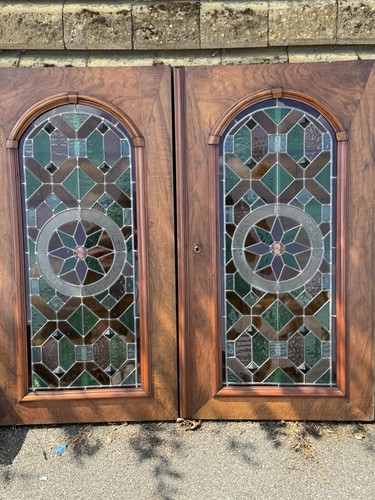Impresionantes paneles de vitrales victorianos franceses de 1890 con plomo 108 cm X 58 cm - Imagen 4 de 14