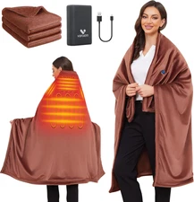 Electric Heated Blanket Battery Operated, Portable Heated Shawl for Neck and Sho