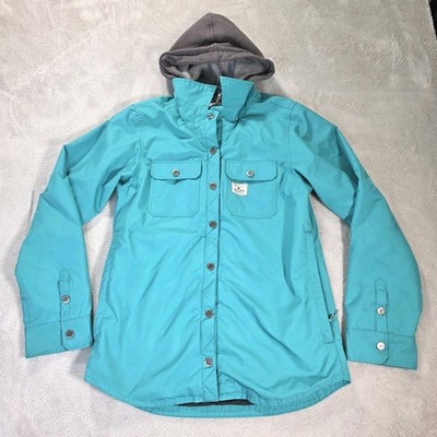 Holden Outwear Tarquin Jacket Womens Size Large Teal Hooded Ski Snow FLAWS