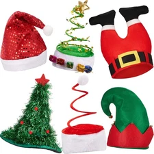 Syhood 6 Pieces Christmas Santa Hat Funny Novelty Tree Cap for... 