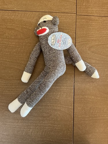 Vintage 2000 Sockenaffe Stofftier Plüsch Think Again mit Etikett