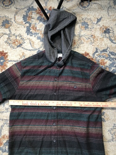 Billabong Shirt Mens Large Baja Flannel Hooded Button Up Long Sleeve Multicolor - Picture 10 of 12