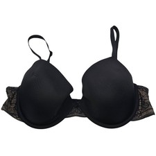 Maidenform Womens Sz 38B Lightly Lined T Shirt Bra Black w/ Beige