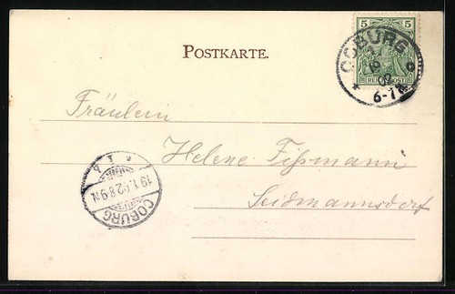 Coburg, Gasthaus Loreley, Ansichtskarte 1902 - Picture 2 of 2