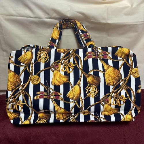 Sac à main de voyage en toile Dior motif authentique blanc marine femme Italie 115641