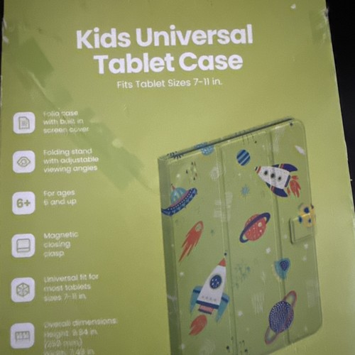 Kids Universal Tablet Case, Fits Tablet Sizes 7-11" Green Space Fun, NIB - Picture 4 of 6