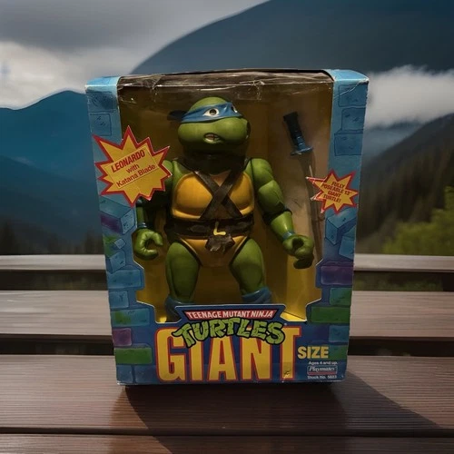 Vintage TMNT Giant 13" LEONARDO Action Figure Playmates, 1989w/ Box COMPLETE