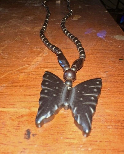New Hematite Butterfly Pendal Natural stone beaded necklace - Picture 2 of 4