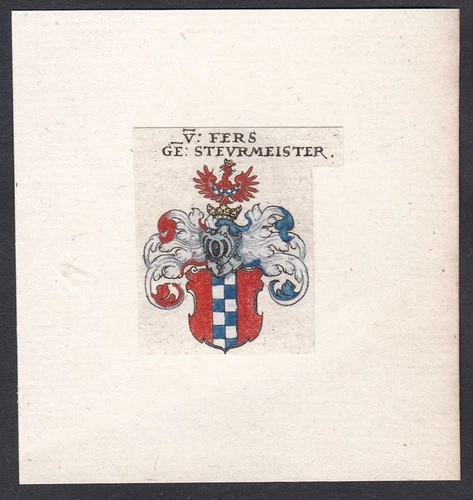 Fers Steurmeister Ferß armoiries blason Heraldik Kupfstich gravure - Photo 1/1