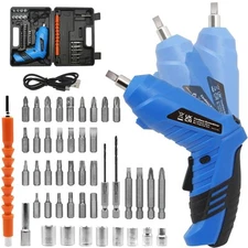 Cordless Screwdriver Set, Electric Screwdriver USB Rechargeable Power Tool 47pcs
