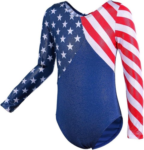 BAOHULU Girls Christmas Gymnastics Leotards 3-4T, Americanflag Set Long - Picture 2 of 5