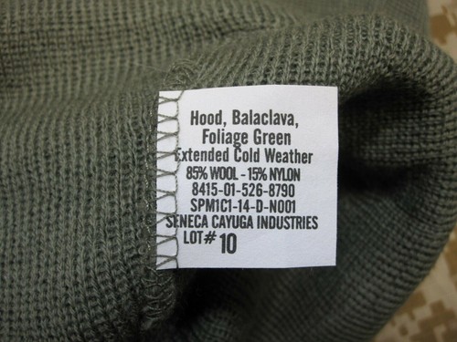 NEW MILITARY SKI MASK BALACLAVA HOOD FOLIAGE GREEN COLD WEATHER WOOL FACE COVER - Picture 5 of 6